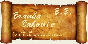 Branka Baković vizit kartica